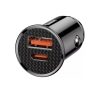 Baseus Circular autós szivargyújtó gyorstöltő, USB-C + USB-A, 30W, fekete